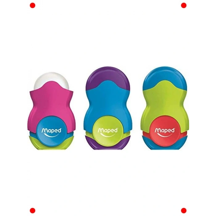 Renkli Kalemtıraş ve Silgi Seti - Tek Delikli