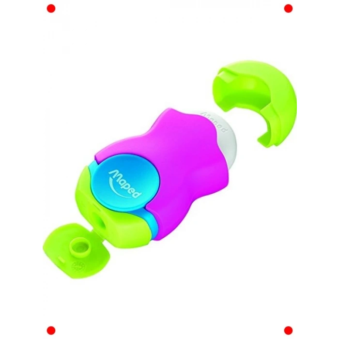 Renkli Kalemtıraş ve Silgi Seti - Tek Delikli