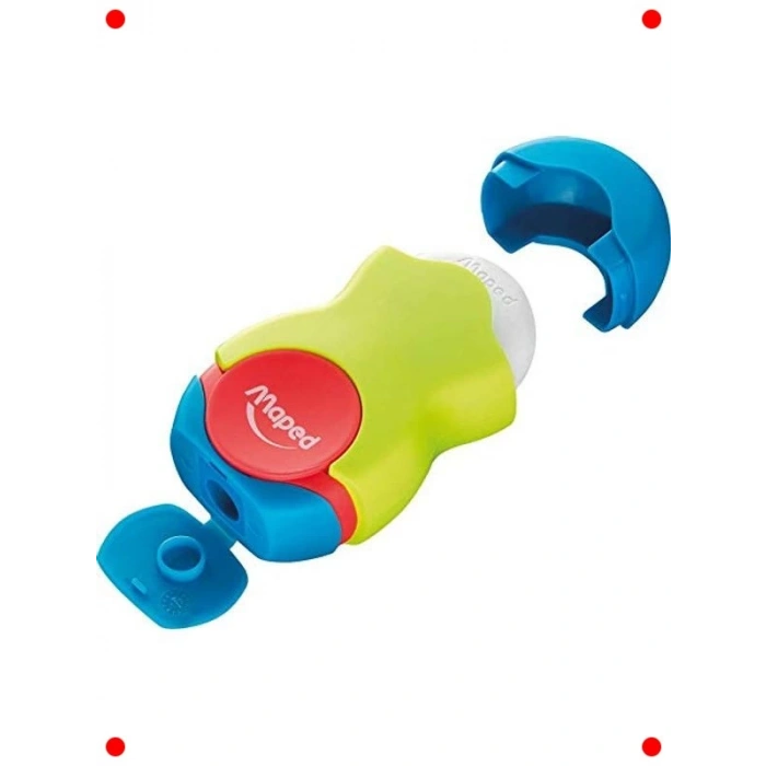 Renkli Kalemtıraş ve Silgi Seti - Tek Delikli