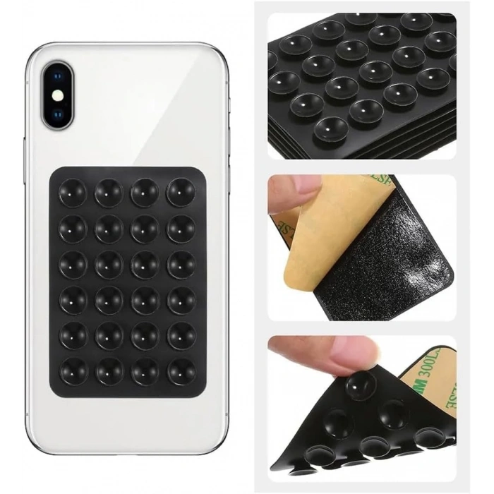 Renkli Kare Tasarımlı Silikon Telefon Tutucu Ped, Vantuzlu