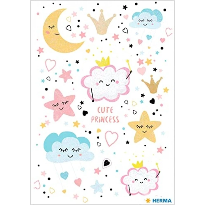 Renkli Kendinden Yapışkanlı Sevimli Prenses Çıkartmalar