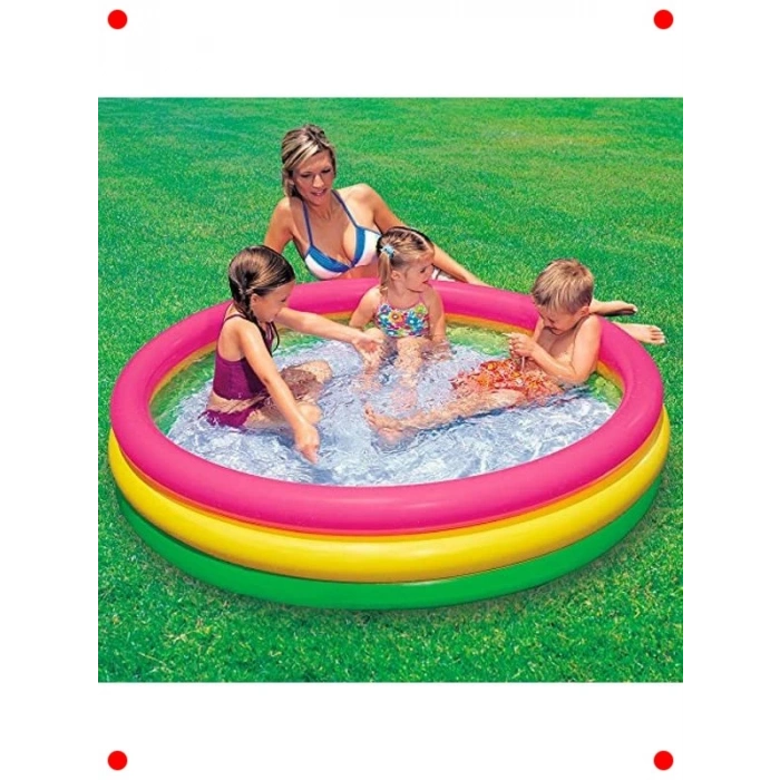 Renkli Şişme Tabanlı 3 Bölmeli Çocuk Havuzu (114 cm)