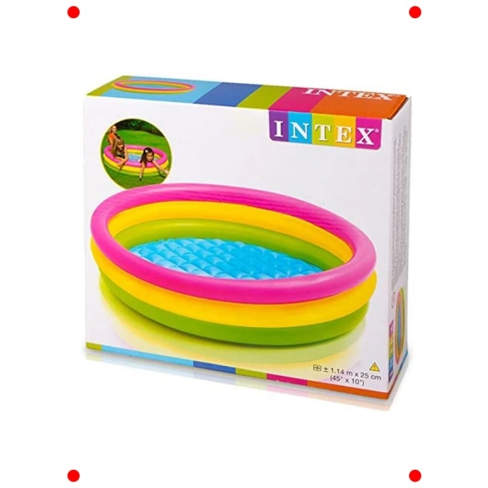 Renkli Şişme Tabanlı 3 Bölmeli Çocuk Havuzu (114 cm)