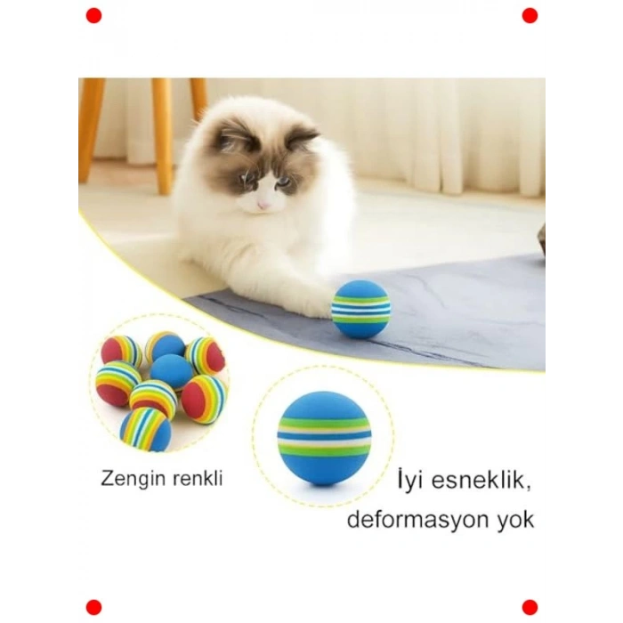 Renkli Sünger Kedi Oyuncak Topları 4lü Set