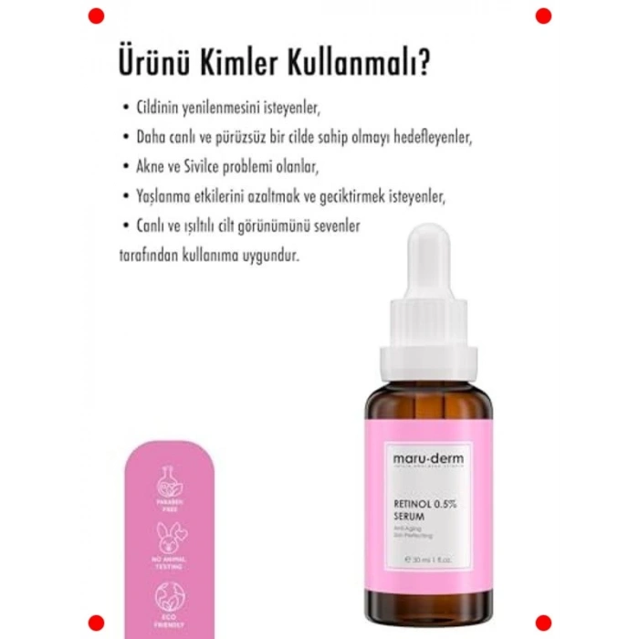 Retinol İçerikli Cilt Yenileyici Serum, 30 ml