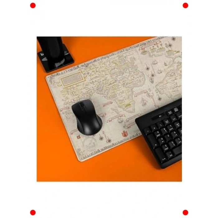 Retro Harita Tasarımlı Büyük Boy Oyuncu Mousepad