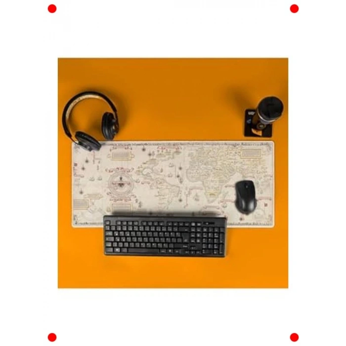 Retro Harita Tasarımlı Büyük Boy Oyuncu Mousepad