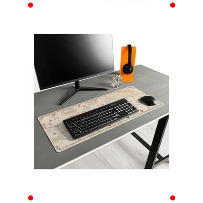 Retro Harita Tasarımlı Büyük Boy Oyuncu Mousepad