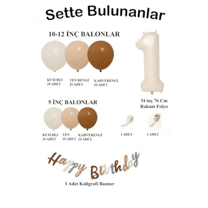 Retro Renklerde Balon Zinciri ve Doğum Günü Seti
