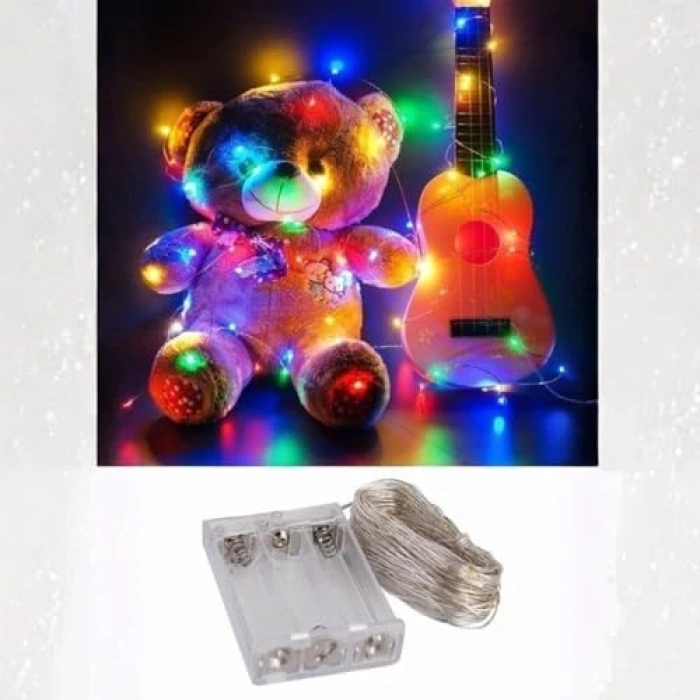 RGB Aydınlatmalı Pilli Dektif Peri Led Işık, 3 Metre