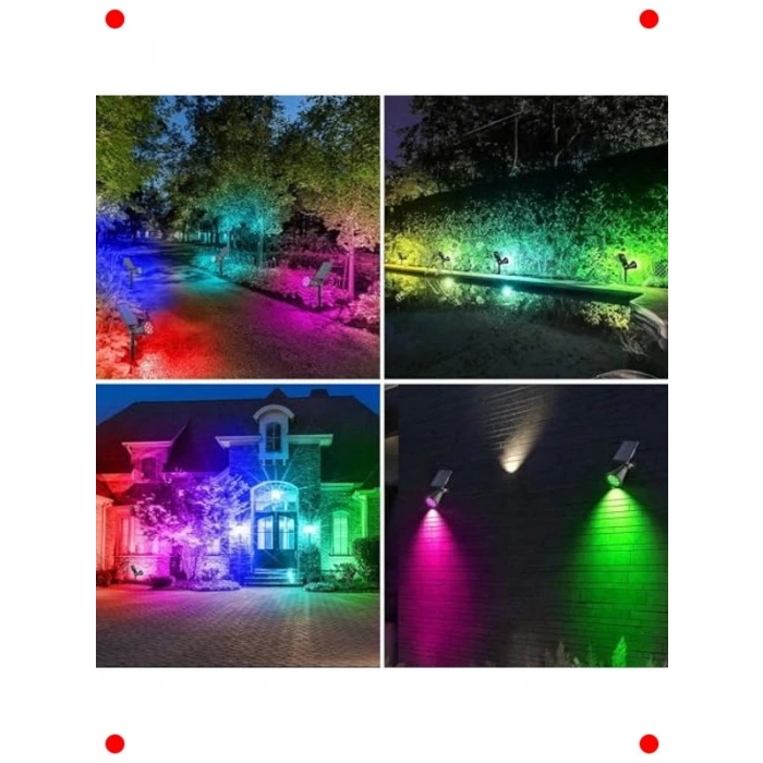 RGB Güneş Enerjili 18 LED Bahçe Spotu