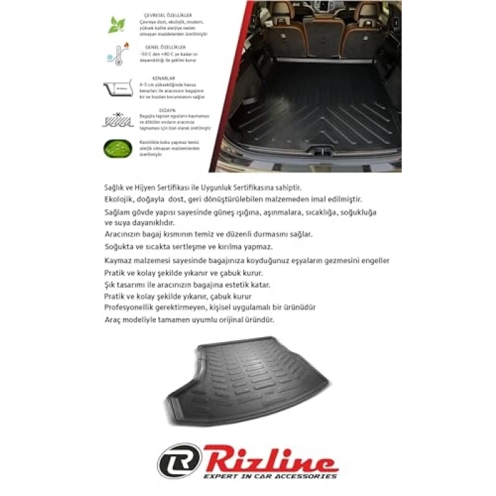 Rizline Chery Tiggo 7  2020- Sonrası ile uyumlu 3D Baj Havuzu