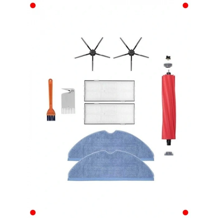 Robot Süpürge Uyum 9 Parça Bakım Seti - Siyah Fırçalı