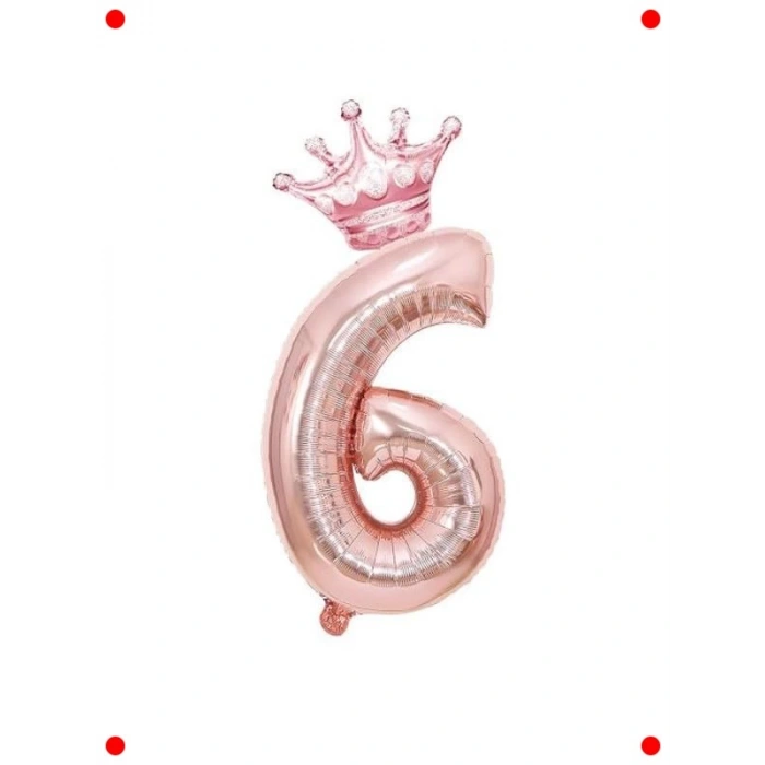Rose Gold Rakam ve Taç Folyo Balon Seti