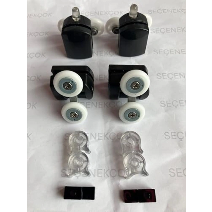 Rulmanlı Cam Duşakabin Tekerleği, Metal Siyah 4lü Set