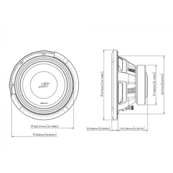 S2-W10D4 Çift 4-Ohm Ses Bobinli Yeni Nesil 25cm (10) S-Serisi Subwoofer