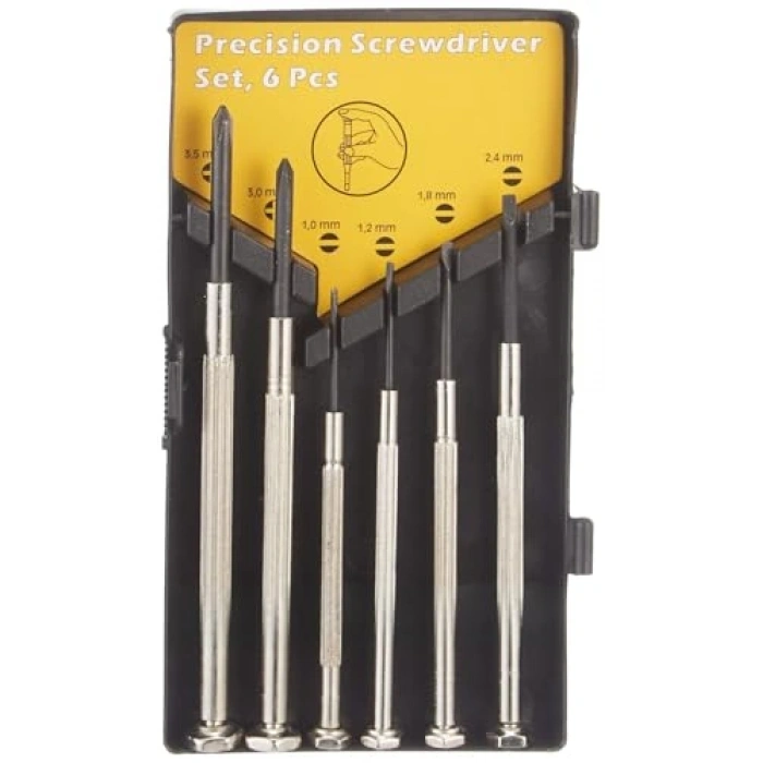 Saatçi Tornavida Seti - 6 Parça Gri ve Siyah Renk