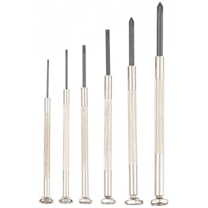 Saatçi Tornavida Seti - 6 Parça Gri ve Siyah Renk