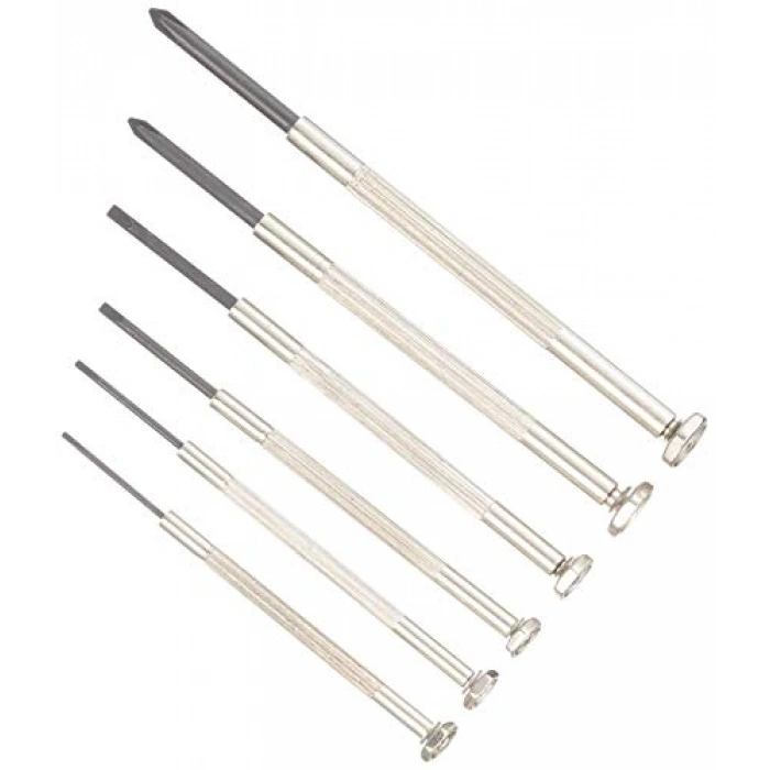 Saatçi Tornavida Seti - 6 Parça Gri ve Siyah Renk