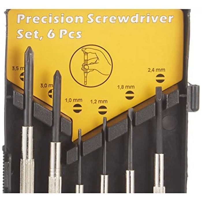 Saatçi Tornavida Seti - 6 Parça Gri ve Siyah Renk