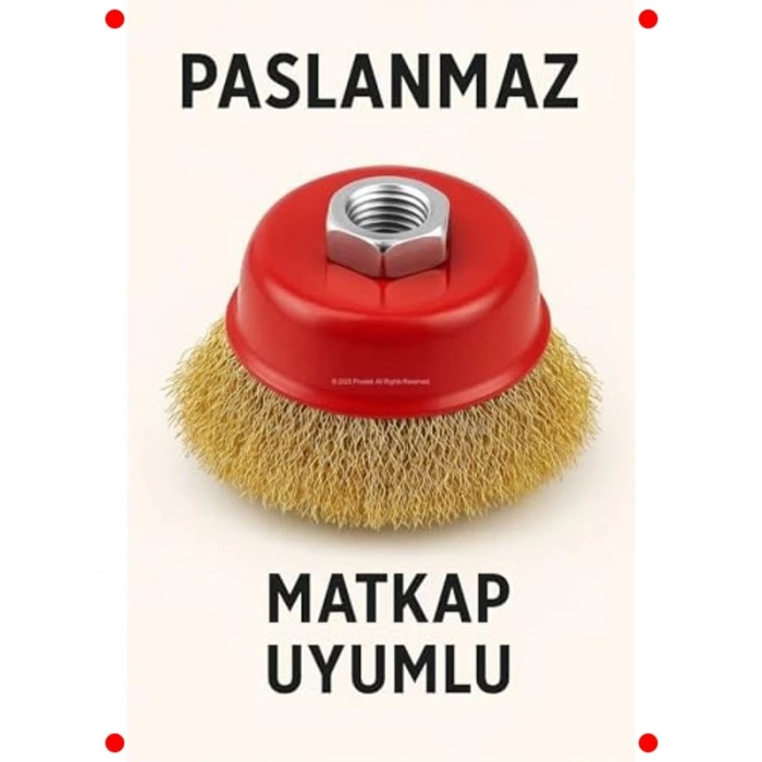 Saçaklı Çanak Fırça (65mm, Çelik Tel)