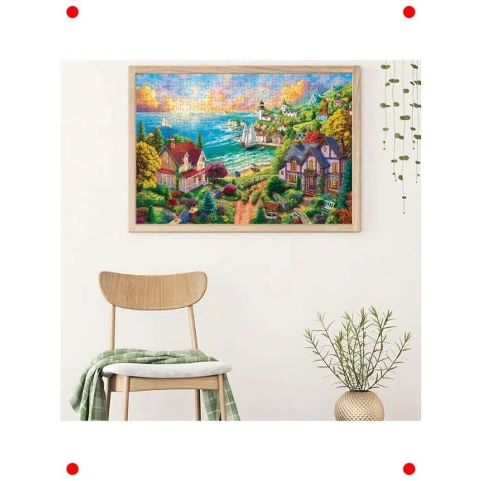 Sahildeki Köy Manzarası Yapbozu - 260 Parça