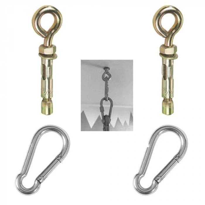 Salıncak hamak asma aparatı, çelik dübel ve kanca seti