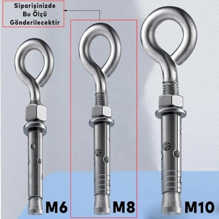 Salıncak hamak asma aparatı, çelik dübel ve kanca seti