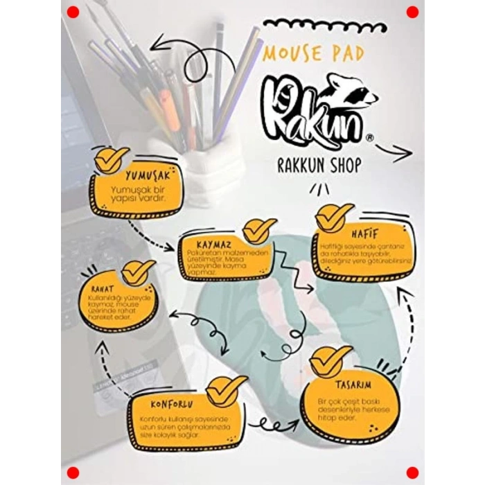 Sanatsal Bilek Destekli Mouse Pad