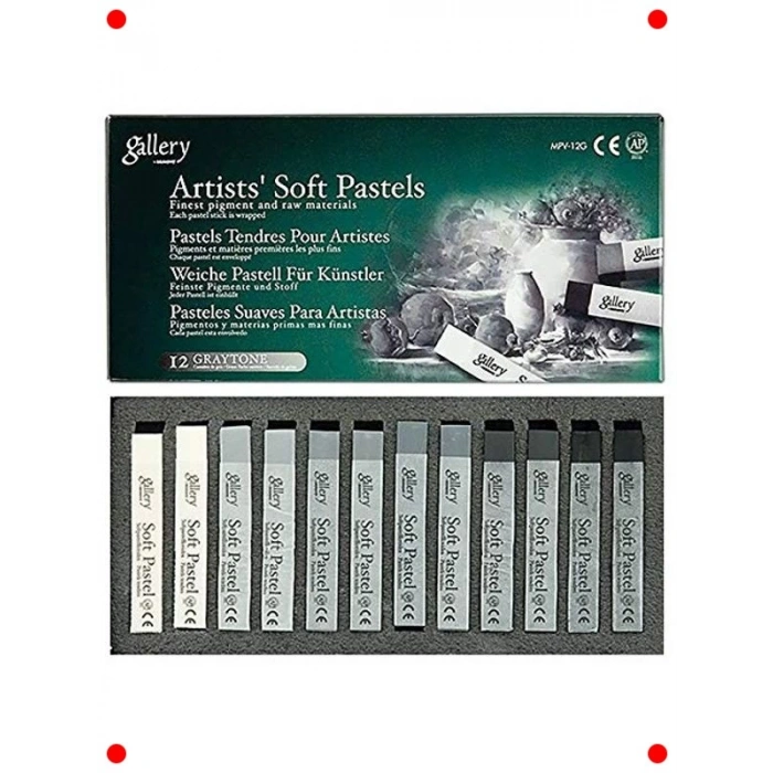 Sanatsal Kuru Pastel Kalem Seti - 12 Gri Renk