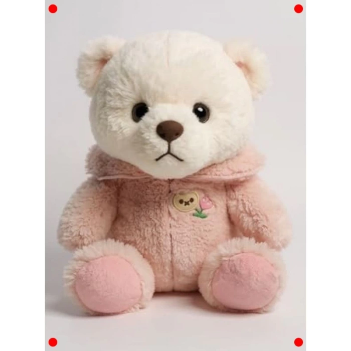 Şapkalı Peluş Ayıcık - Pembe Tavşan Kostümlü Uyku Arkadaşı