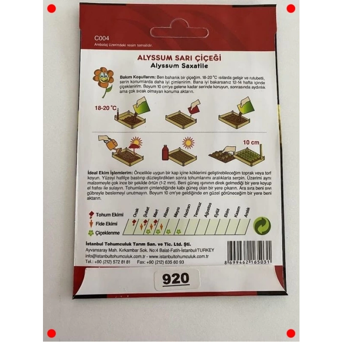 Sarı Alyssum Tohumu - 250 Adet