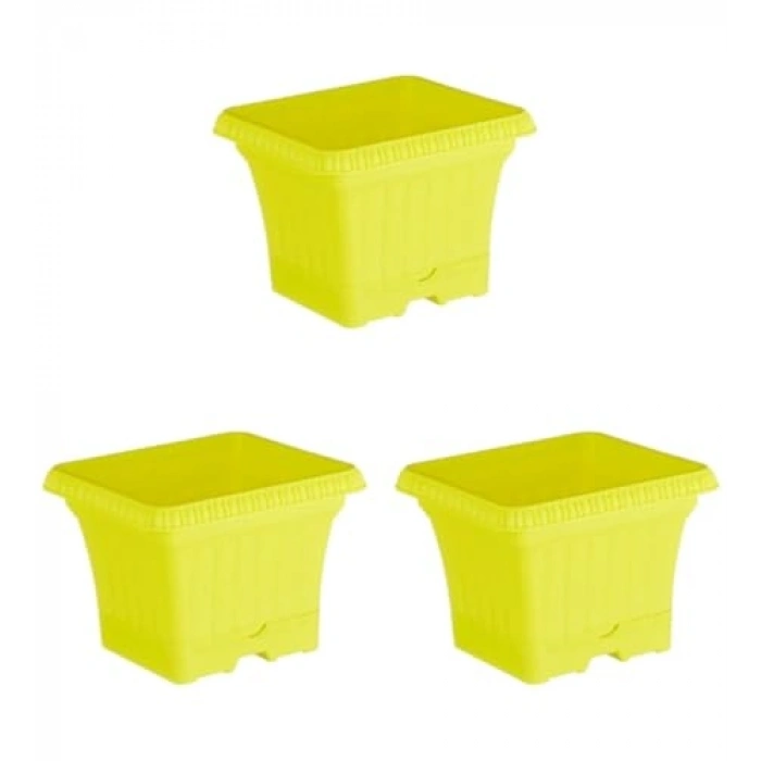 Sarı Ova Balkon Saksı, 2.2 Litre, 3 Adet Set