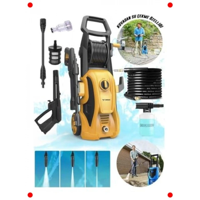 Sarı Yüksek Basınçlı Temizleme Makinesi 2000W 150 Bar