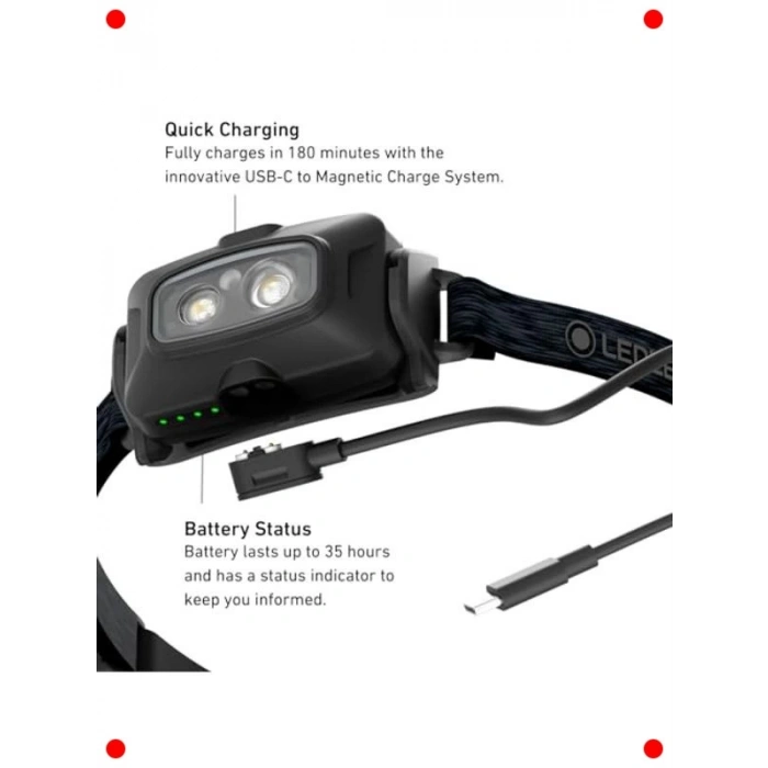 Şarj Edilebilir Kompakt LED Kafa Feneri (Siyah)