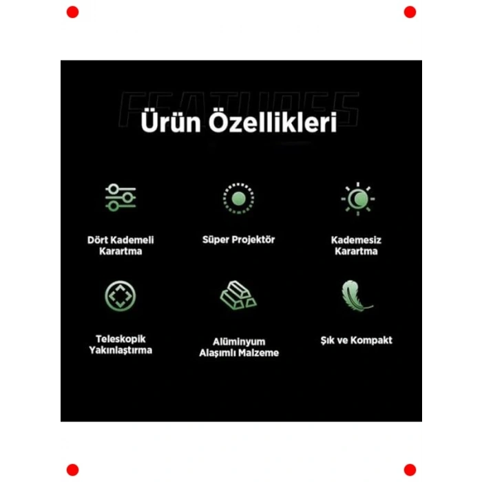 Şarj Edilebilir LED El Feneri, Teleskopik Zoom