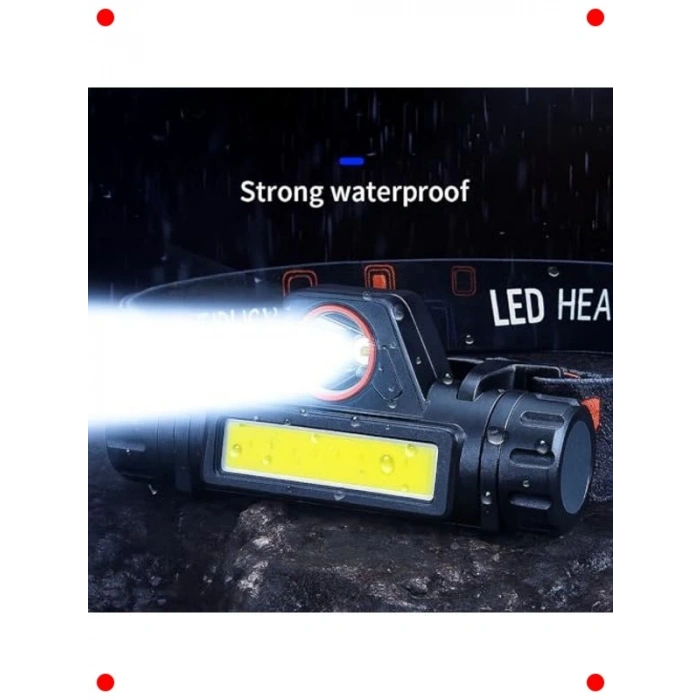 Şarj Edilebilir LED Kafa Feneri – 200 Lümen, Su Geçirmez