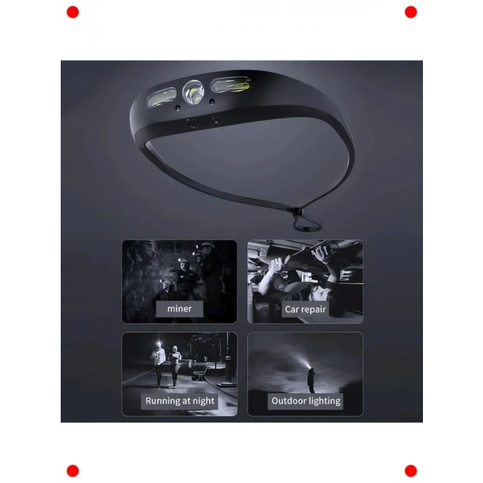 Şarj Edilebilir Su Geçirmez Hareket Sensörlü Kafa Lambası