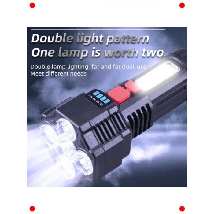 Şarjlı 5 LED Ultra Güçlü Su Geçirmez El Feneri