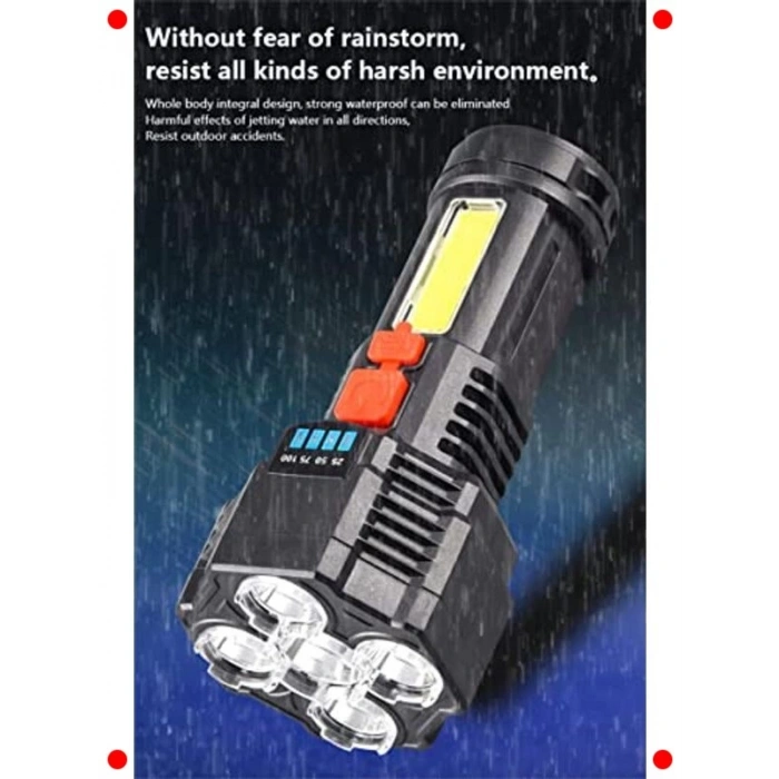 Şarjlı 5 LED Ultra Güçlü Su Geçirmez El Feneri