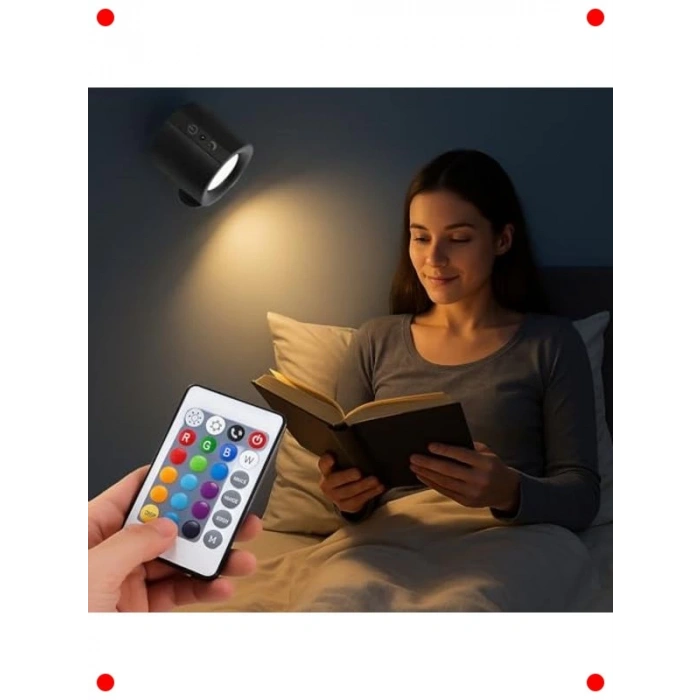 Şarjlı Manyetik LED Lamba - Uzaktan Kumandalı - Siyah