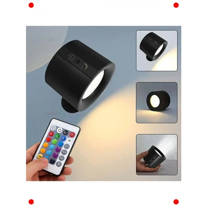 Şarjlı Manyetik LED Lamba - Uzaktan Kumandalı - Siyah