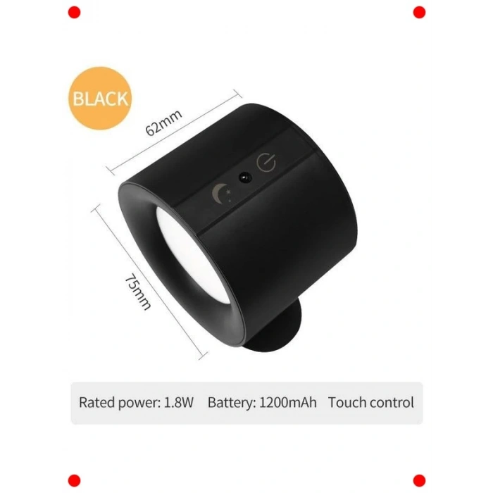 Şarjlı Manyetik LED Lamba - Uzaktan Kumandalı - Siyah