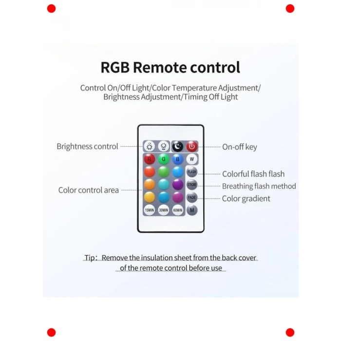 Şarjlı Manyetik LED Lamba - Uzaktan Kumandalı - Siyah