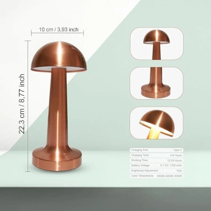 Şarjlı Masa Lambası, Dimmerli, 3 Kademeli Işık Modu, Restoran İçin