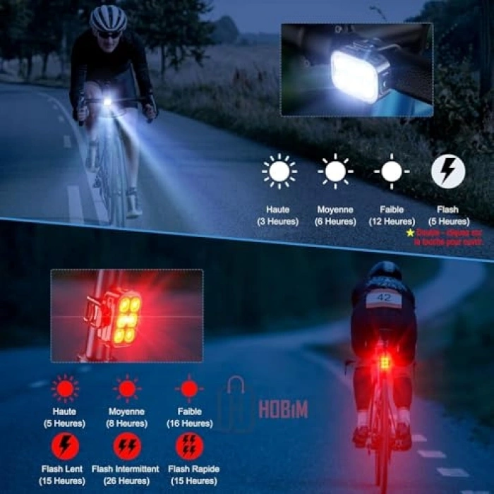 Şarjlı Ön Arka Bisiklet Işığı, 4 Modlu Su Geçirmez LED