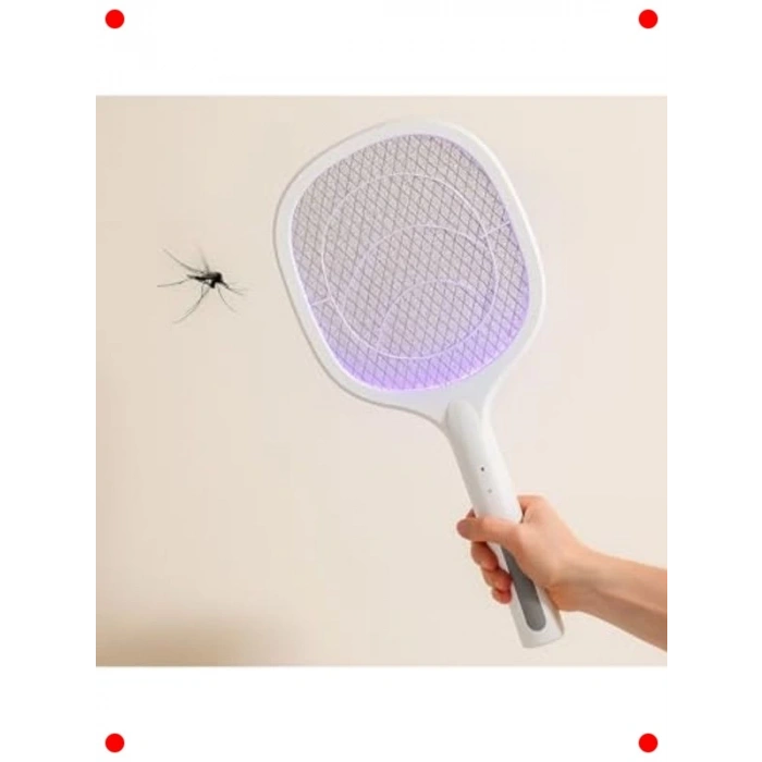 Şarjlı UV Işıklı Elektrikli Sinek Raketi Standlı