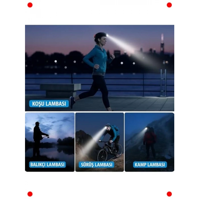 Şarjlı Zoomlu LED Kafa Feneri - 300 Lümen