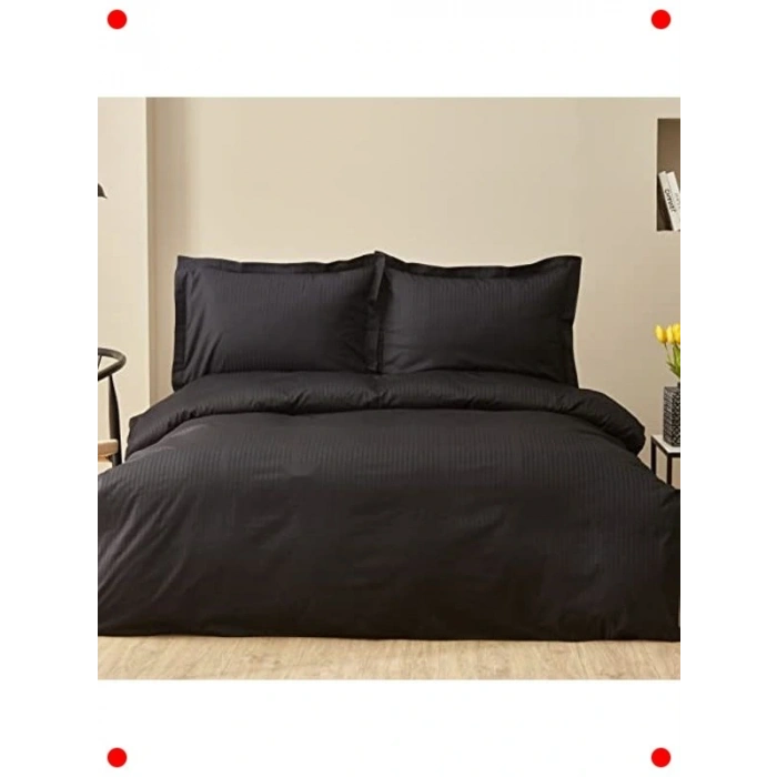 Saten Çift Kişilik Nevresim Takımı Siyah