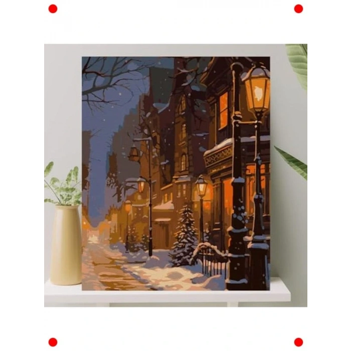 Sayılarla Boyama Tuval Seti 40x50 CM - Karlı Cadde